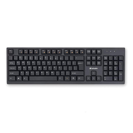 Verbatim Slimline Wireless Keyboard 2.4GHz USB Plug-and-Play Numeric Keypad Adjustable Tilt Legs Wireless Full-Size Computer Keyboard Compatible with PC, Laptop -Frustration Free Packaging Black 70738