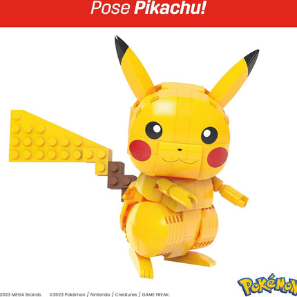 MEGA Figurine articulée Pokémon, jouet de construction pour enfants, trio de la région de Kanto avec 529 pièces, Pikachu, Salamèche, Miaouss à construire et à positionner
