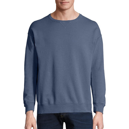 Hanes Originals Men's Crewneck Sweatshirt, Pullover Fleece Sweatshirt for Men, Garment Dyed, Saltwater, X-Large