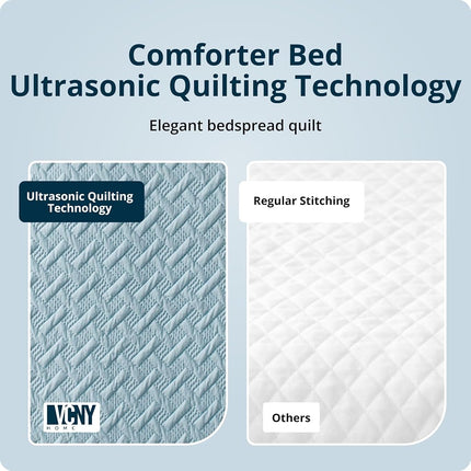 VCNY Home Quilt Set-Ultra-Soft Reversible Coverlet Bedding-Lightweight, Cool, and Breathable Bedspread, Machine Washable, Microfiber, Blue, Full/Queen