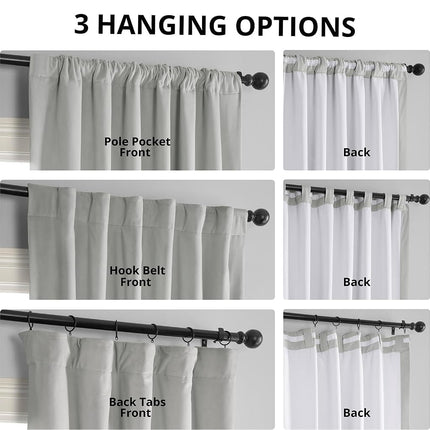 HPD Half Price Drapes – Rideaux occultants thermiques Signature en velours pour salon, 305 cm de long (1 panneau), rideaux isolants occultants à passe-tringle pour chambre, 127 cm (l) x 305 cm (L), gris Reflet