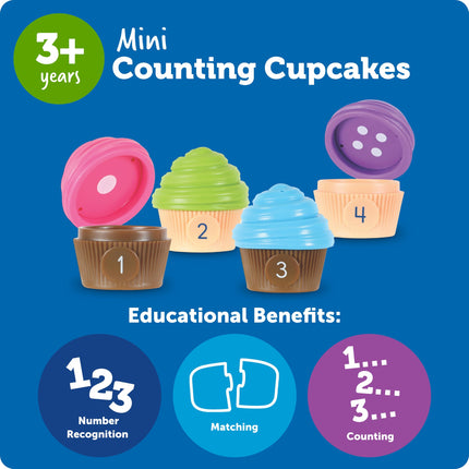 Learning Resources Mini Counting Cupcakes, Counting Toys, Play Food, Childrens Counting Game, Birthday Cake Toy, Ages 3 4 5+