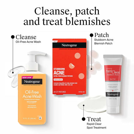 Neutrogena Stubborn Acne Pimple Patches, Acne Treatment for Face, Ultra-Thin Hydrocolloid Spot Stickers Provide Optimal Healing for Pimples, 24 Patches