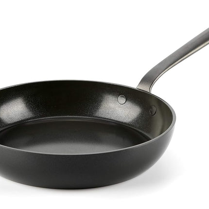 GreenPan Craft Cookware - Sartén antiadherente de cerámica saludable anodizada dura de 9.5", mangos de acero inoxidable fundido, resistente a los arañazos, apta para inducción, lavavajillas y horno, sin PFAS, negra