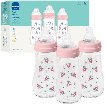 MAM Premium Glass Baby Bottles, Easy Switch Betwee