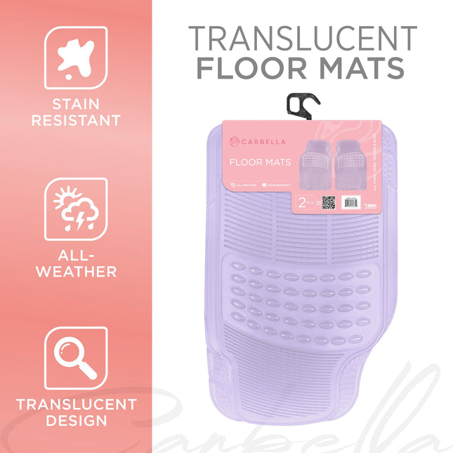 Alfombrillas de coche Carbella Automotive, 2 piezas, alfombrillas de coche grises translúcidas, alfombrillas transparentes para todo tipo de clima, recortables para coche, camión, furgoneta, SUV, accesorios de coche para mujer