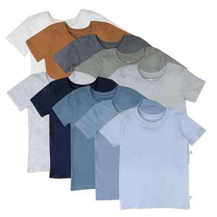 HonestBaby Paquete múltiple de camiseta de manga corta 100 % algodón orgánico para bebé, niño pequeño, niños grandes, niños, niñas, unisex, Prep School Rebel Boy, 24 meses
