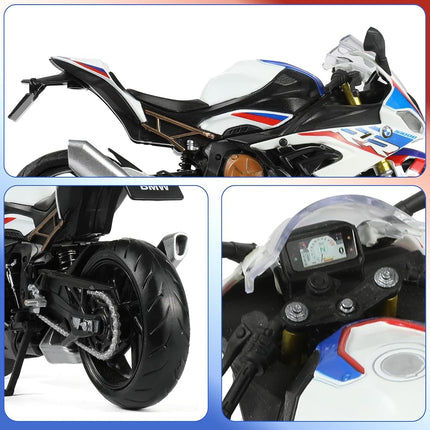 Risopen 1:12 S1000RR Motorcycle Model Toy Mini Alloy Metal Diecast Motorcycle Model White Motorycle Toy Collection for Men Boys