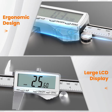 HARDELL Digital Caliper, Rechargeable Calipers with Large LCD Screen