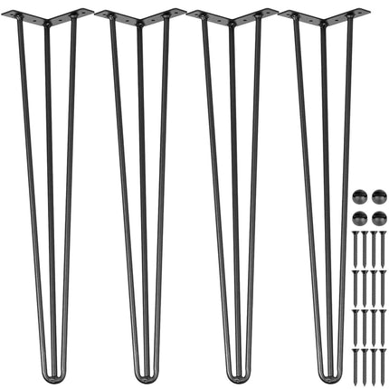 VEVOR Hairpin Table Legs 30" Black Set of 4 Desk L