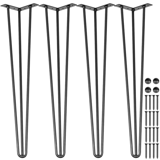 Happybuy Hairpin Table Legs 24" Black Set of 4 Des