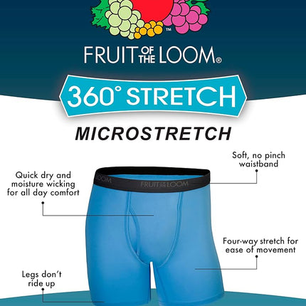 Fruit of the Loom Caleçons Boxers Légers pour Homme, Grandes Tailles-Micro Extensible-Lot de 5 Gris/Rouge/Bleu, 3XL (Lot de 5)