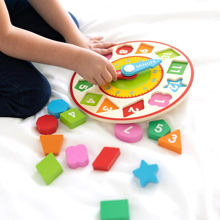 Melissa & Doug Shape Sorting Clock (Developmental Toy, Sturdy Wooden Construction, Develop Time-Telling Skills)