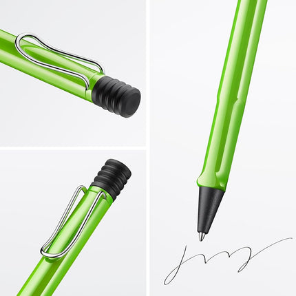 Lamy safari green - Ballpoint Pen with ergonomic grip & line width M - for pleasant long writing - made of robust ASA plastic – including large capacity refill M 16 in blue