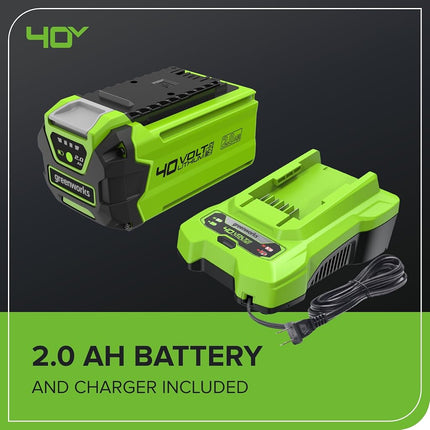 Greenworks 40V 13" 2-in-1 Cordless Trimmer/Edger w/20 Blades, Heavy Duty for Thick Weeds/Brush, Edges Fence/Sidewalk, Gas-Free Lightweight, 2.0Ah Battery & Charger