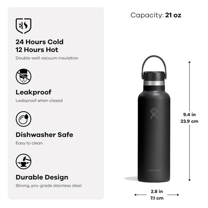Hydro Flask Water Bottle - Insulated Stainless Steel - Non Spill, Leakproof in 21 Oz Cloud Pink