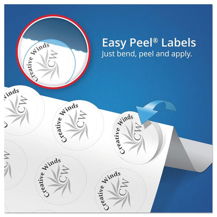 Avery 2" Glossy White Round Labels, Sure Feed, Full Bleed -Print to The Edge, 120 Thank You Labels (22807)