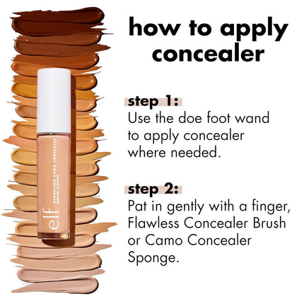 e.l.f, Hydrating Camo Concealer, Lightweight, Full Coverage, Long Lasting, Conceals, Corrects, Covers, Hydrates, Highlights, Tan Walnut, Satin Finish, 25 Shades, All-Day Wear, 0.20 Fl Oz