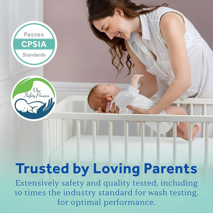 Sealy Baby Cool Comfort Cooling Breathable Waterproof Crib Mattress Protector Pad, Toddler Bed Cover, Infant and Newborn Durable Comfortable Topper, Machine Washable and Dryer Friendly, 52x28”- White