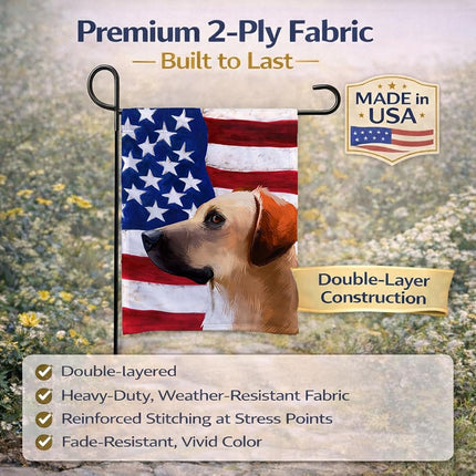 Caroline's Treasures CK6436GF Black Mouth Cur Dog American Flag Flag Garden Size, Small, Multicolor