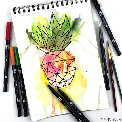 Tombow ABT-076 Fibre Tip Dual Brush Pen with Two Tips, Green Ochre