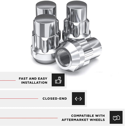 White Knight Wheel Accessories 40400S Chrome 1/2"-20 Acorn Wheel Lock Set, 4 Pack