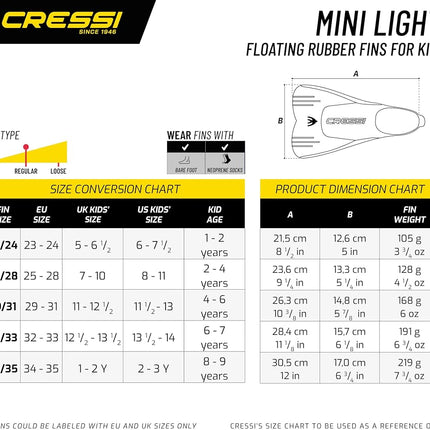 Cressi mini light, lime, 32/33
