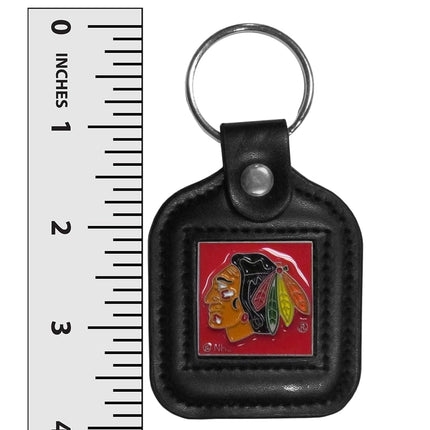 NHL Siskiyou Sports Fan Shop Chicago Blackhawks Square Leather Key Chain One Size Black