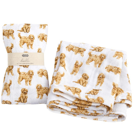Mud Pie Golden Doodle Print Baby Swaddle Blanket, 