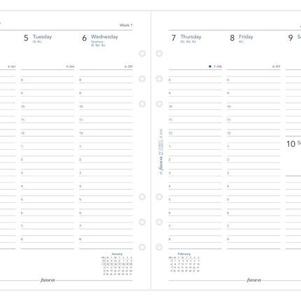 Filofax A5 Week on Two Sides Column Format English 2027 Diary 27-68521