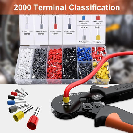 Preciva Ferrule Crimping Tool with 2000Pcs Wire Connectors, AWG23-7