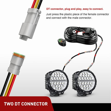 Nilight 2 PCS 16 AWG 10 Feet 3 Pin DT Connector Wiring Harness Extension Kit Plug and Play for Dual Mode Off Road LED Pod Lights Bar DRL Driving Auxiliary Reverse Boat Light