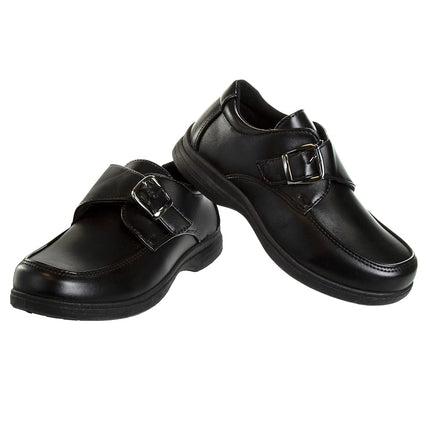 Zapatos de niño French Toast - Mocasines Oxford para uniforme escolar, zapatos de vestir de iglesia, sin cordones de piel sintética (niño pequeño-niño grande) (negro), hebilla negra, 1 US niño grande