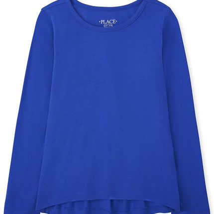 The Children's Place Girls' Long Sleeve High Low T-Shirt, Eggshell Blue, X-Small