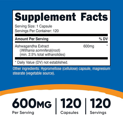Nutricost Ashwagandha Herbal Supplement 600Mg, Healthy Stress Response - Ashwagandha Root