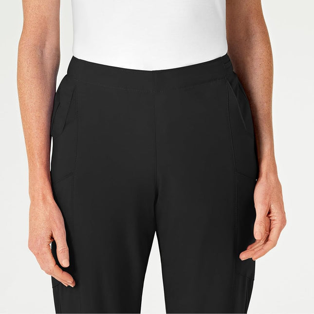 WonderWink Tall Size Women's Flat Front Cargo Pant, Black, 3X-Large Tall