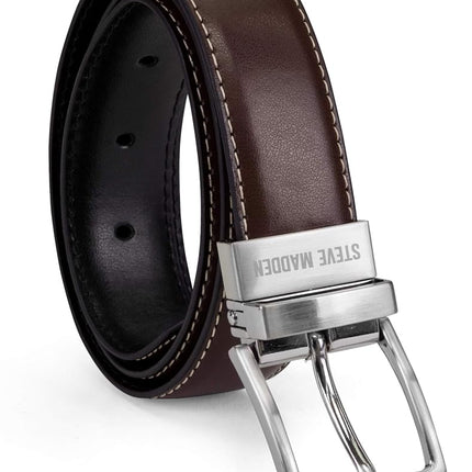 Steve Madden Boys' Reversible Belt for Kids, Brown/Black, L