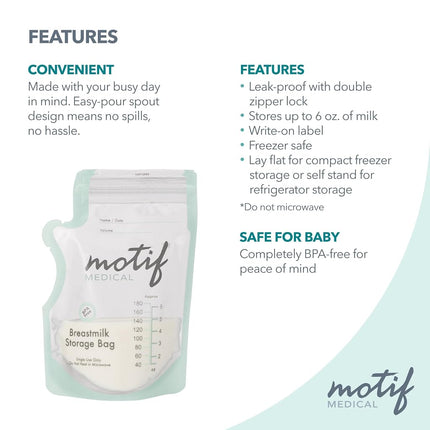 Motif Medical Breastmilk Storage Bags, 100 Count