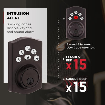Kwikset Powerbolt 240 5-Button Keypad Venetian Bronze Traditional Electronic Deadbolt Door Lock, Featuring Convenient keyless Entry, Customizable User Codes and auto Locking