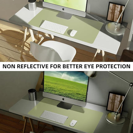 Leather Desk Pad Protector,Mouse Pad,Office Desk Mat, Non-Slip PU Leather Desk Blotter,Large Desk mat,Waterproof Keyboard mat for Office/Home/Decor (Olive Green,48" x 17")