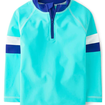 Gymboree Boys' and Toddler Embroidered Long Sleeve Rashguard, Teal, 6
