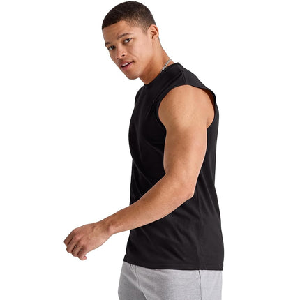Hanes Men's Essentials Midweight T Pack, Cotton Muscle Tank Shirts, Pack of 3, Black, S
