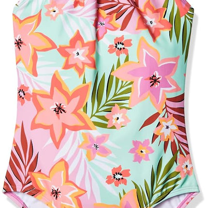 Kanu Surf - Traje de baño de una pieza tipo halter Jasmine Beach Sport para niñas, rosa arrecife de coral, 14