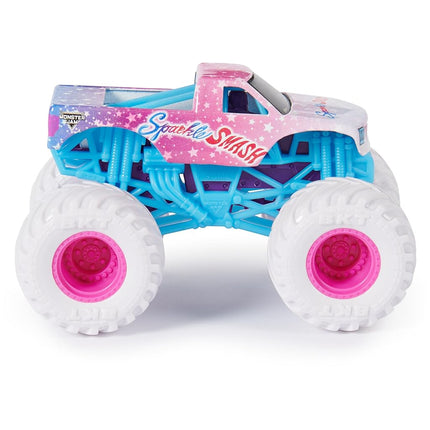 Monster Jam, Duel de Sparkle Smash contre Sparkle Smash, Véhicules Monster Trucks en métal moulé sous pression, Échelle 1:64, Jouets pour enfants à partir de 3 ans