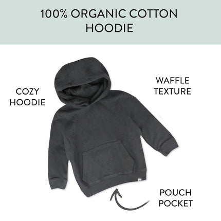 HonestBaby Comfy Hoodie Sweatshirt with Pockets 100% Organic Cotton for Toddler, Baby Boys, Blackened Pearl Hoodie, 3T