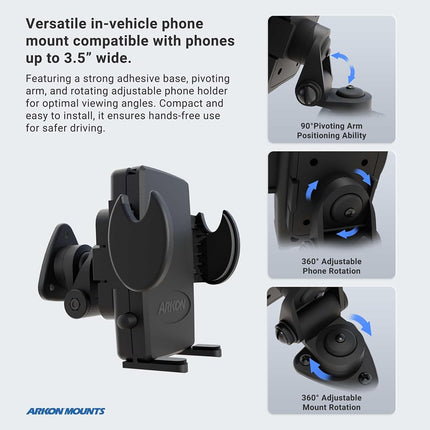 Arkon Adhesive Car or Truck Phone Holder Mount for iPhone 7 6S 6 Plus 7 6S 6 Galaxy Note Retail Black