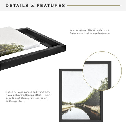 MCS Cadre flottant pour toile 30,5 x 30,5 cm, cadre carré noir pour toiles finies, cadre mural vertical et horizontal pour toiles de peinture (1-Pack)