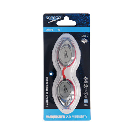 Lunettes de natation de compétition Speedo Vanquisher 2.0 miroir anti-buée, rouges