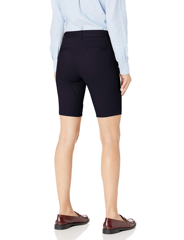 IZOD Junior's Uniform Stretch Twill Skinny Bermuda Short, Navy, 13