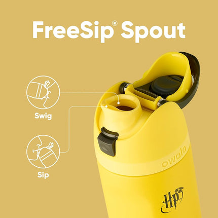 Owala Harry Potter FreeSip Insulated Stainless Steel Water Bottle with Straw, BPA-Free Sports Water Bottle, Great for Travel, 24 oz, Hufflepuff